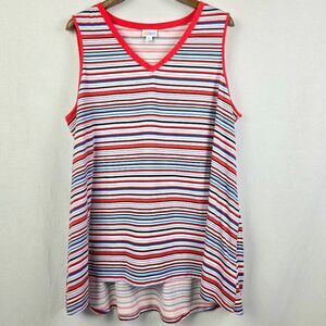 LuLaRoe Striped Tank Top 2XL Red Blue